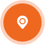 Orange Icon mit Standortmarkierung - Navigations- und Ortungsfunktion. Ideal für Kartenanwendungen und Standortdienste.